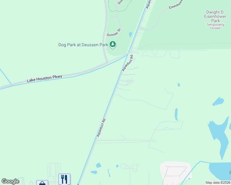 map of restaurants, bars, coffee shops, grocery stores, and more near 12210 Aqueduct Road in Houston