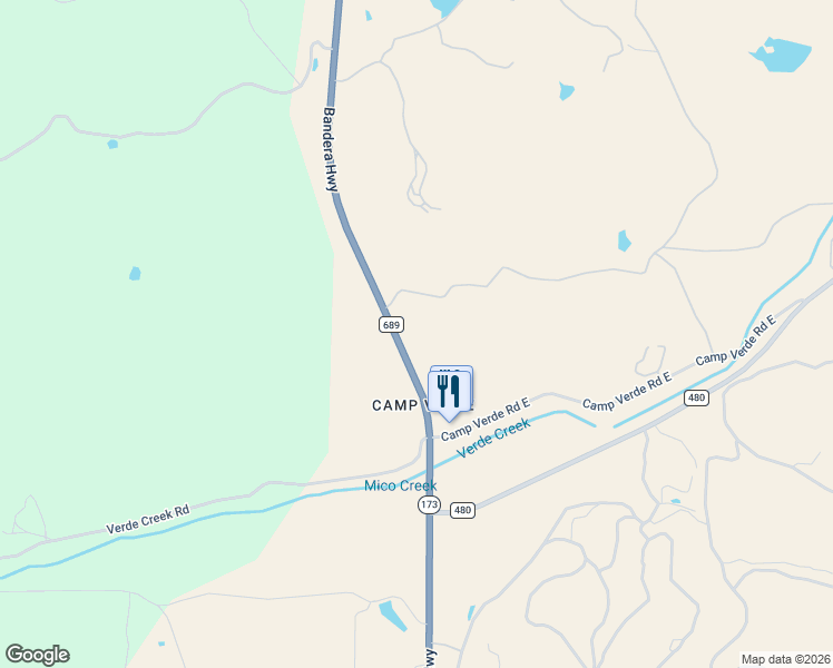 map of restaurants, bars, coffee shops, grocery stores, and more near 5081 Bandera Highway in Center Point