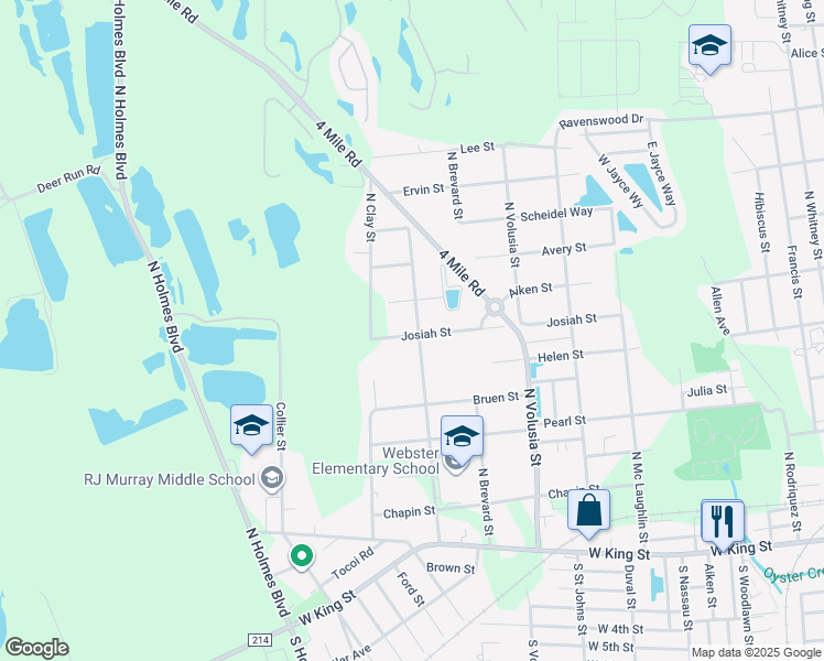 map of restaurants, bars, coffee shops, grocery stores, and more near 1001 Aiken Street in St. Augustine