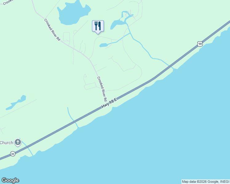 map of restaurants, bars, coffee shops, grocery stores, and more near 119 Royal Tern Way in Carrabelle