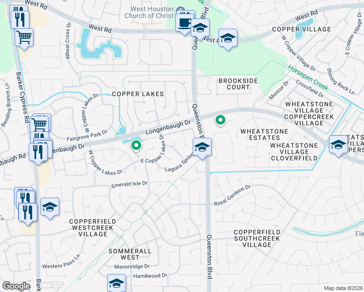 map of restaurants, bars, coffee shops, grocery stores, and more near 8111 Preston Springs Court in Houston