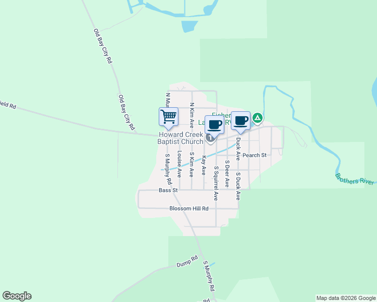 map of restaurants, bars, coffee shops, grocery stores, and more near 256-258 Louise Ave in Wewahitchka