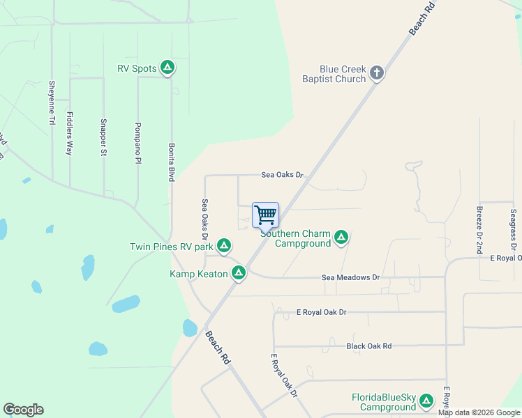 map of restaurants, bars, coffee shops, grocery stores, and more near 2729 Sea Oaks Loop in Perry
