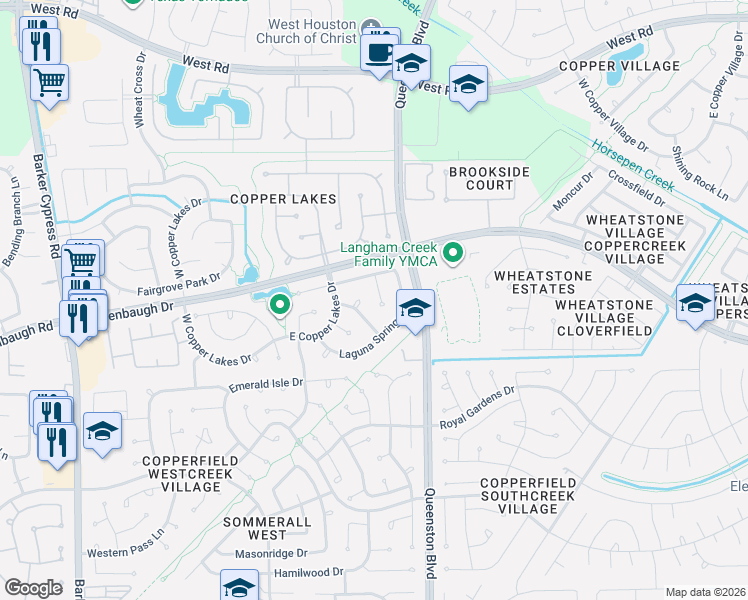 map of restaurants, bars, coffee shops, grocery stores, and more near 8111 Preston Springs Court in Houston