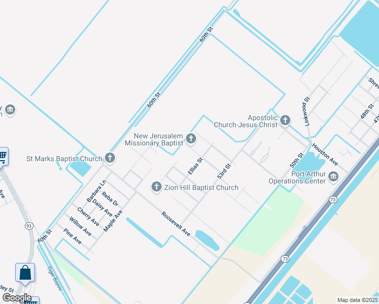 map of restaurants, bars, coffee shops, grocery stores, and more near 5917 Sam Avenue in Port Arthur