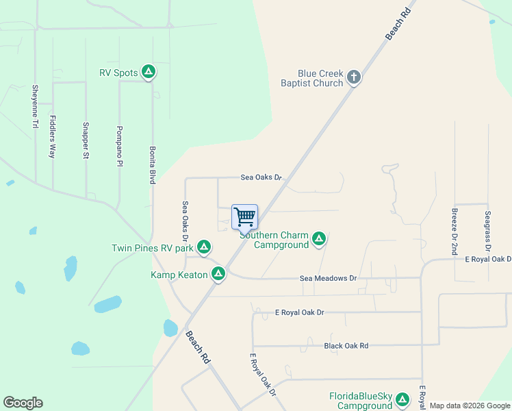 map of restaurants, bars, coffee shops, grocery stores, and more near 2745 Sea Oaks Loop in Perry