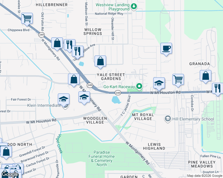 map of restaurants, bars, coffee shops, grocery stores, and more near 2909 Lincoln Drive in Houston