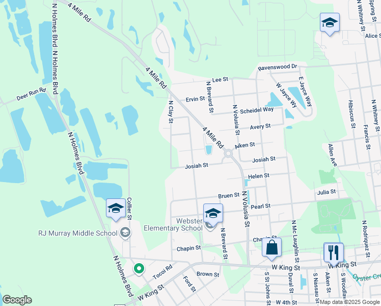map of restaurants, bars, coffee shops, grocery stores, and more near 1001 Aiken Street in St. Augustine