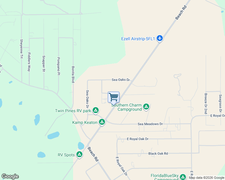 map of restaurants, bars, coffee shops, grocery stores, and more near 2745 Sea Oaks Loop in Perry
