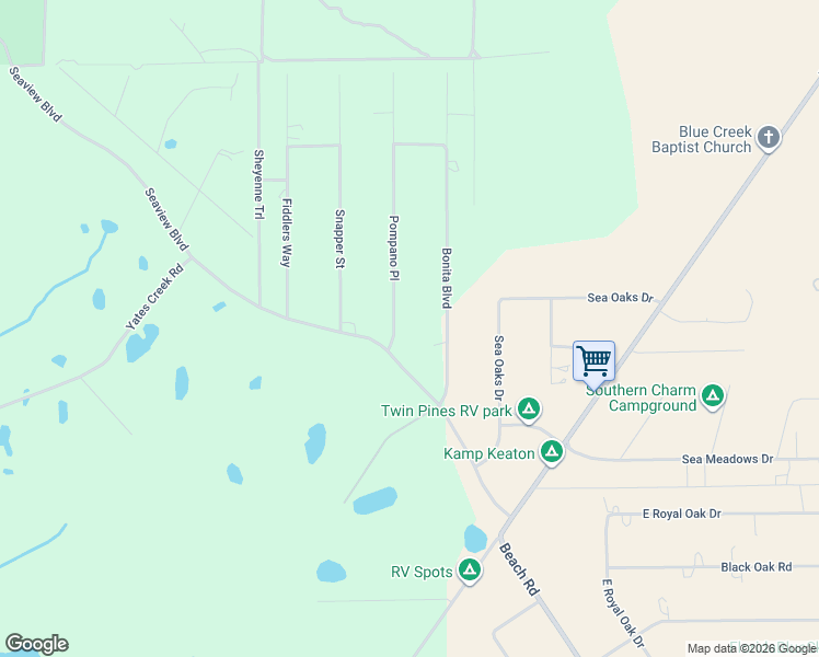 map of restaurants, bars, coffee shops, grocery stores, and more near 15658 Pompano Place in Perry