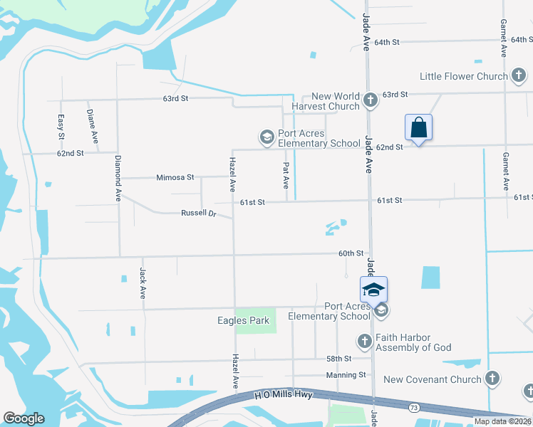 map of restaurants, bars, coffee shops, grocery stores, and more near 2946 61st Street in Port Arthur