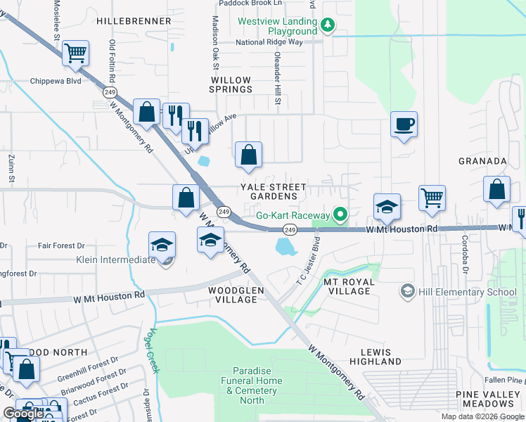 map of restaurants, bars, coffee shops, grocery stores, and more near 2909 Lincoln Drive in Houston