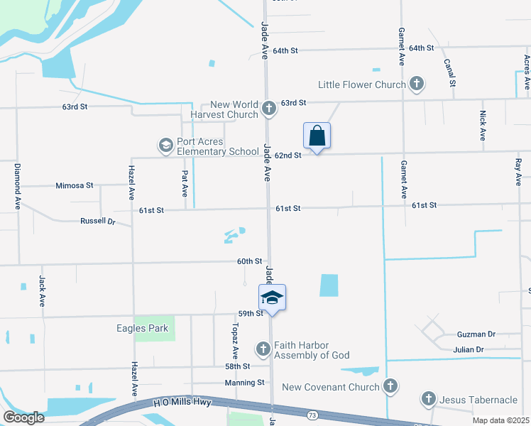 map of restaurants, bars, coffee shops, grocery stores, and more near 2800 61st Street in Port Arthur