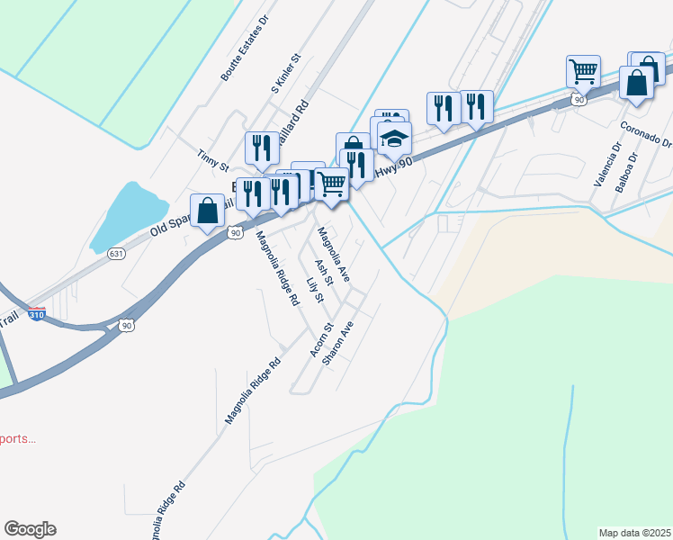 map of restaurants, bars, coffee shops, grocery stores, and more near 100 Hickory Street in Boutte