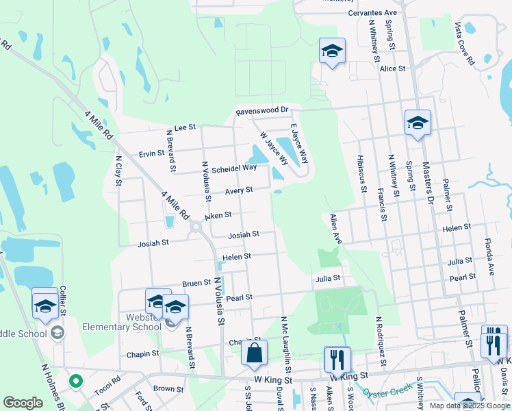 map of restaurants, bars, coffee shops, grocery stores, and more near 816 Aiken Street in St. Augustine
