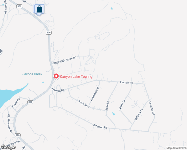 map of restaurants, bars, coffee shops, grocery stores, and more near 633 Flaman Road in Canyon Lake