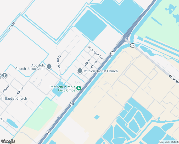 map of restaurants, bars, coffee shops, grocery stores, and more near 4801 Austin Avenue in Port Arthur