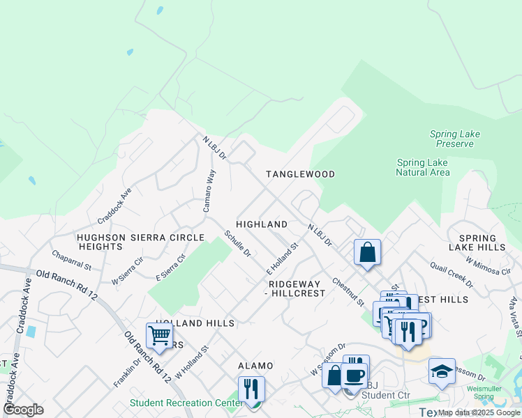 map of restaurants, bars, coffee shops, grocery stores, and more near 79 Elm Hill Ct in San Marcos