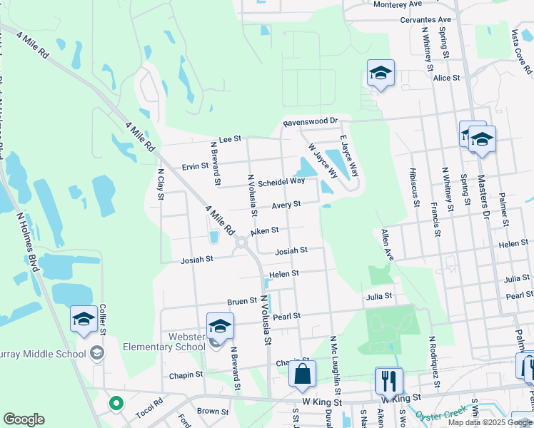 map of restaurants, bars, coffee shops, grocery stores, and more near 879 Avery St in St Augustine