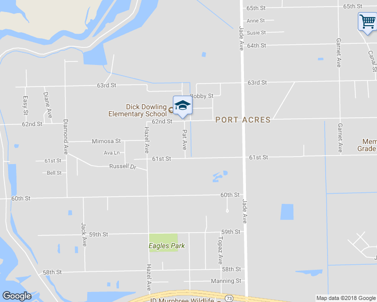 map of restaurants, bars, coffee shops, grocery stores, and more near 6218 Pat Ave in Port Arthur