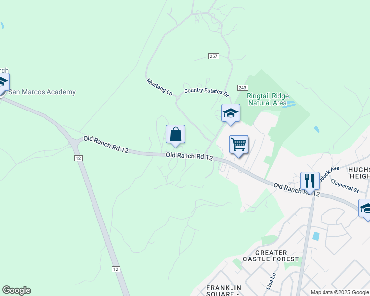 map of restaurants, bars, coffee shops, grocery stores, and more near 2200 Ranch Road 12 in San Marcos
