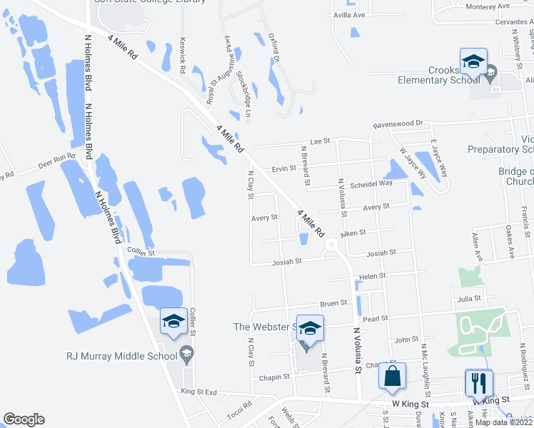 map of restaurants, bars, coffee shops, grocery stores, and more near 1012 Avery Street in Saint Augustine