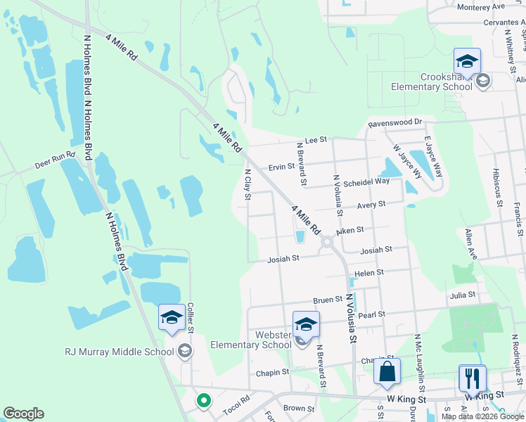 map of restaurants, bars, coffee shops, grocery stores, and more near 1000 North Clay Street in St. Augustine
