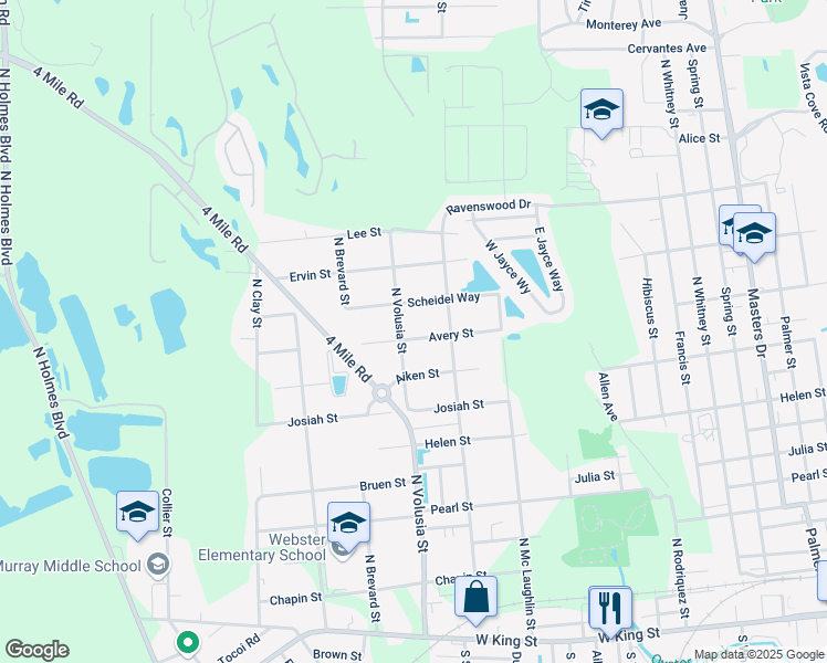 map of restaurants, bars, coffee shops, grocery stores, and more near 879 Avery Street in St. Augustine