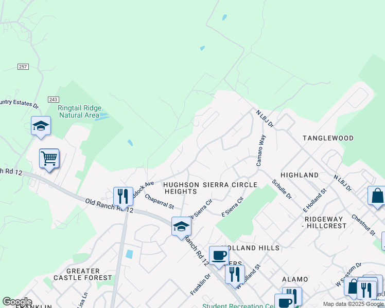 map of restaurants, bars, coffee shops, grocery stores, and more near 39 Craddock Avenue in San Marcos
