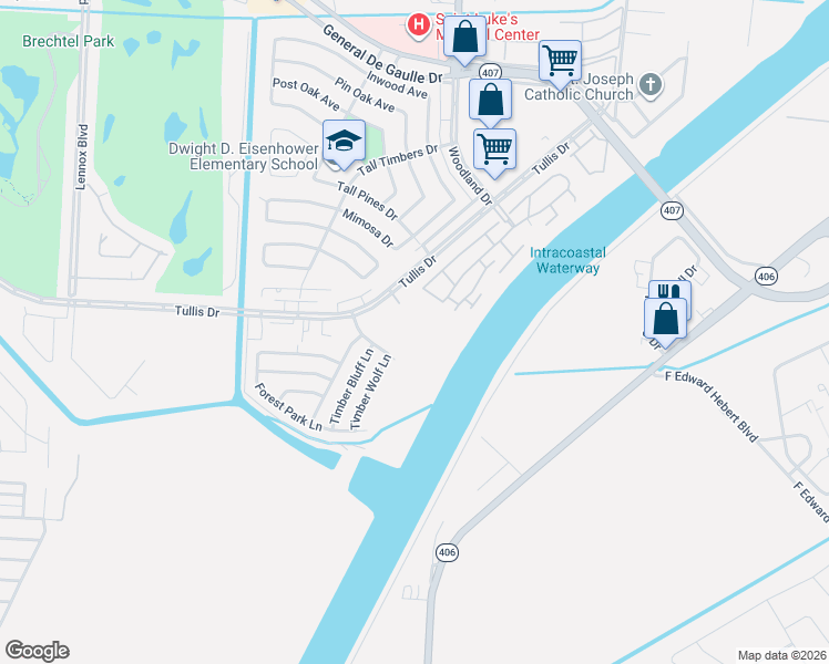 map of restaurants, bars, coffee shops, grocery stores, and more near 210 Cypress Grove Court in New Orleans