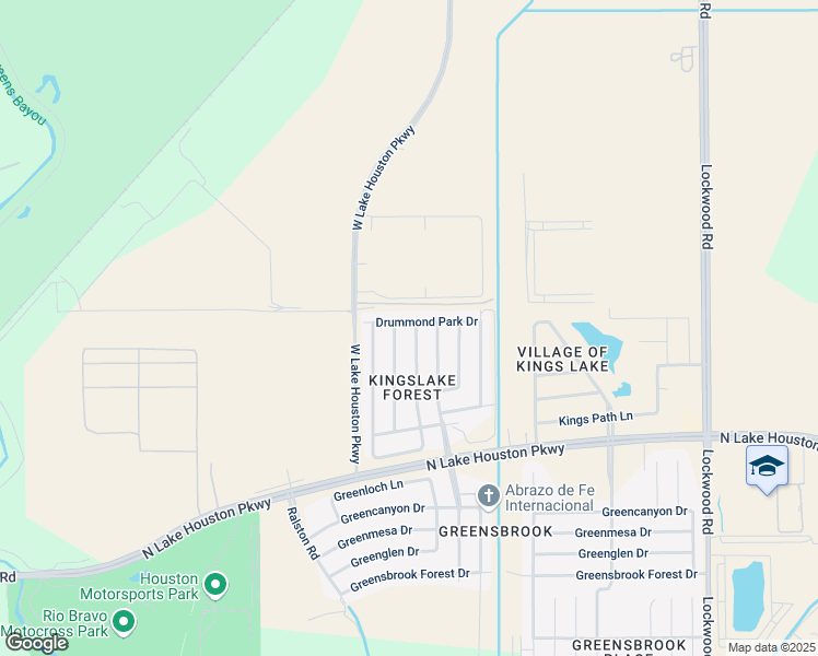 map of restaurants, bars, coffee shops, grocery stores, and more near 11947 Drummond Park Drive in Houston