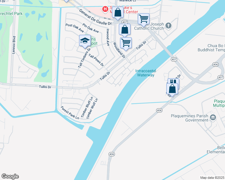 map of restaurants, bars, coffee shops, grocery stores, and more near 26 Cypress Grove Court in New Orleans