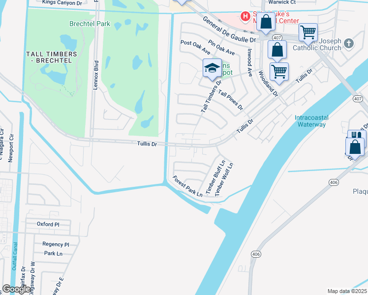 map of restaurants, bars, coffee shops, grocery stores, and more near 5282 Tullis Drive in New Orleans