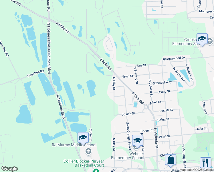 map of restaurants, bars, coffee shops, grocery stores, and more near 1101 North Clay Street in St. Augustine