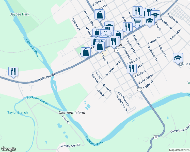 map of restaurants, bars, coffee shops, grocery stores, and more near 6 Garrett Park in La Grange