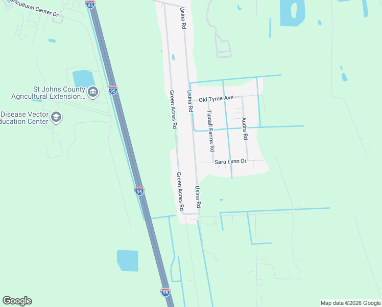 map of restaurants, bars, coffee shops, grocery stores, and more near 3121 Usina Road in St. Augustine