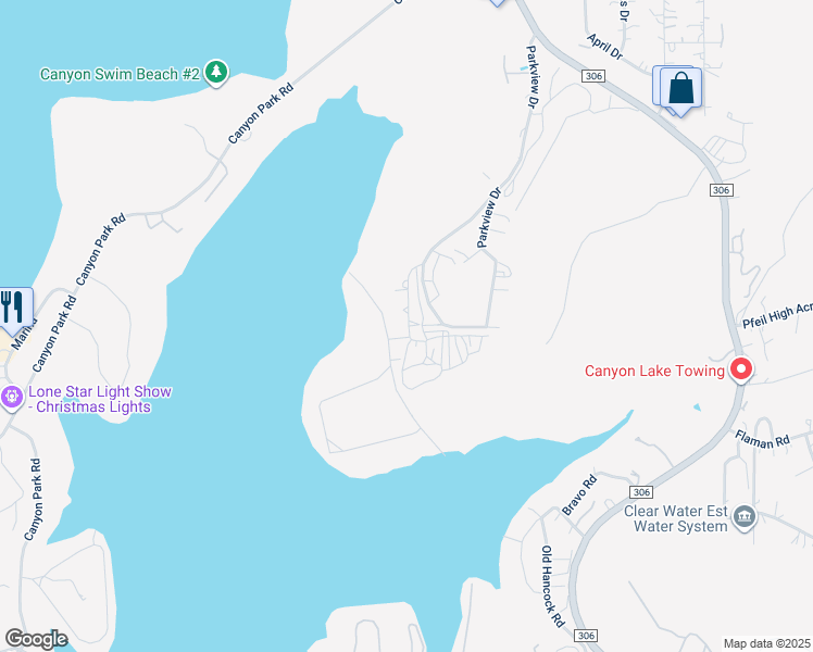 map of restaurants, bars, coffee shops, grocery stores, and more near 2154 Lakeland Drive in Canyon Lake