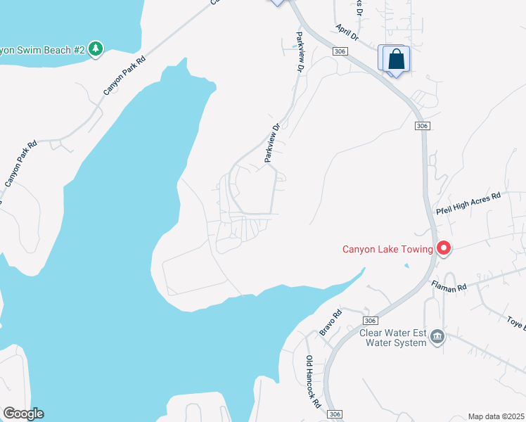map of restaurants, bars, coffee shops, grocery stores, and more near 1581 Parkview Drive in Canyon Lake