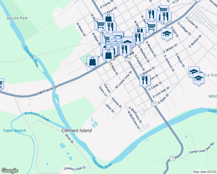 map of restaurants, bars, coffee shops, grocery stores, and more near 6 Garrett Park in La Grange