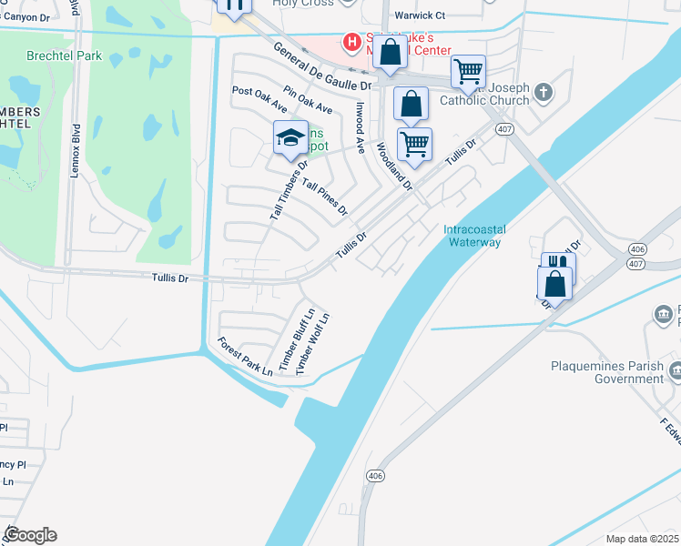 map of restaurants, bars, coffee shops, grocery stores, and more near 210 Cypress Grove Court in New Orleans