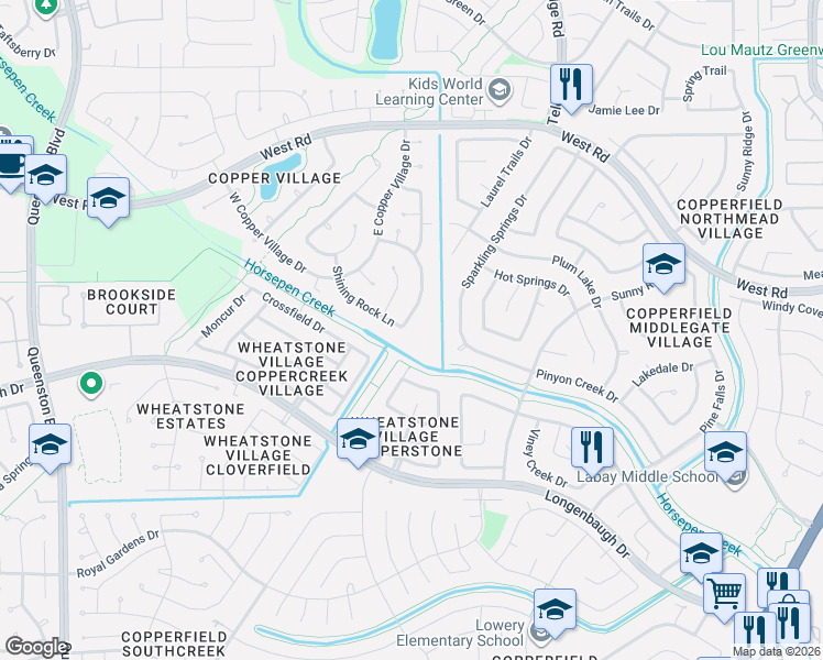 map of restaurants, bars, coffee shops, grocery stores, and more near 8202 Broken Timber Way in Houston
