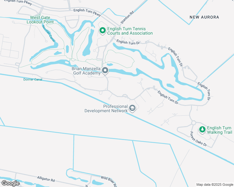 map of restaurants, bars, coffee shops, grocery stores, and more near 229 English Turn Drive in New Orleans