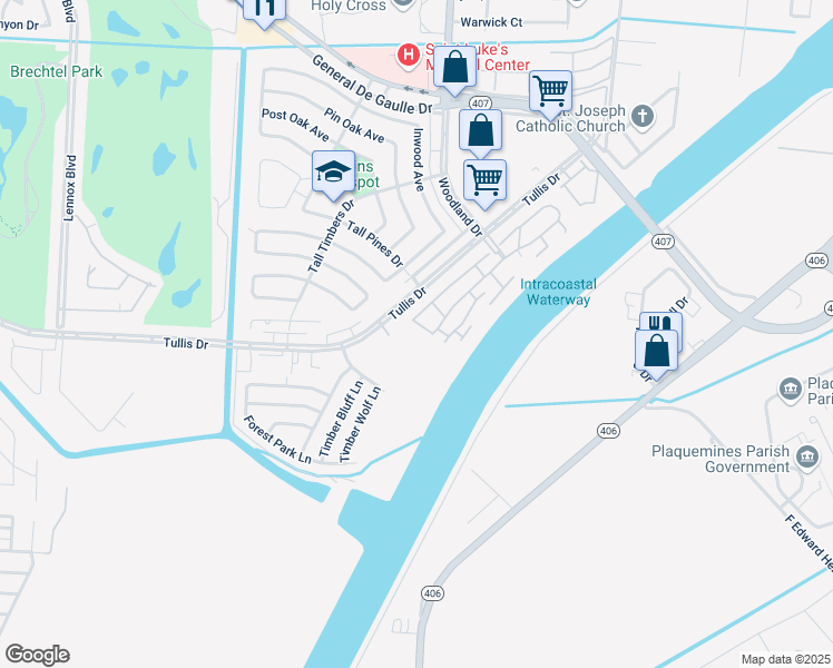 map of restaurants, bars, coffee shops, grocery stores, and more near 26 Cypress Grove Court in New Orleans