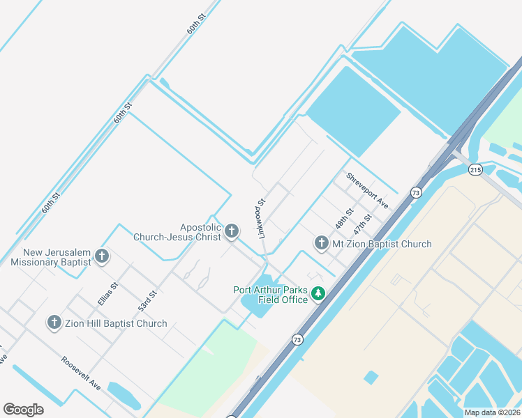 map of restaurants, bars, coffee shops, grocery stores, and more near 308 Drummond Street in Port Arthur