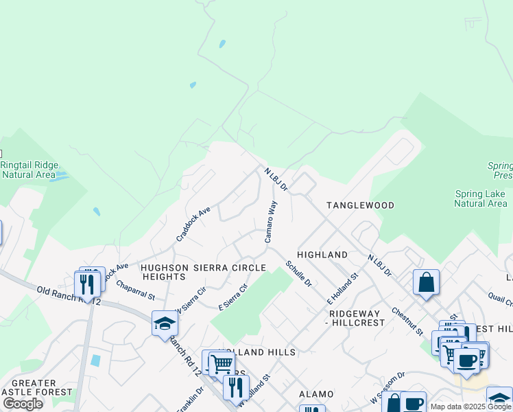 map of restaurants, bars, coffee shops, grocery stores, and more near 107 Juniper Court in San Marcos
