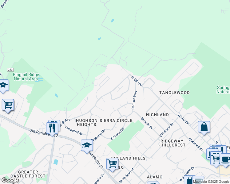 map of restaurants, bars, coffee shops, grocery stores, and more near 918 Sagewood Trail in San Marcos