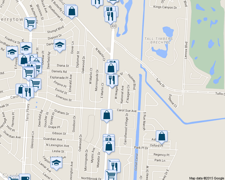 map of restaurants, bars, coffee shops, grocery stores, and more near 601 Behrman Highway in Gretna
