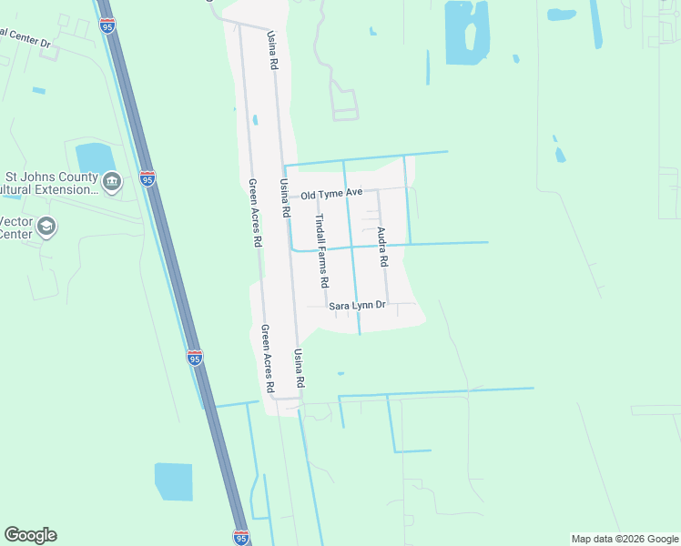 map of restaurants, bars, coffee shops, grocery stores, and more near 2079 Sara Lynn Drive in St. Augustine