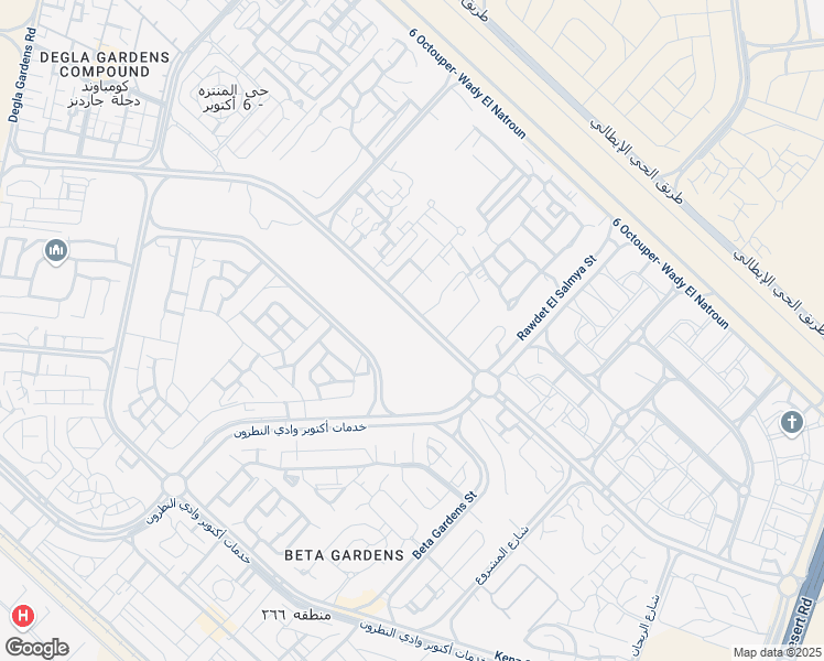 map of restaurants, bars, coffee shops, grocery stores, and more near طريق حدائق اطتوبر in October Gardens