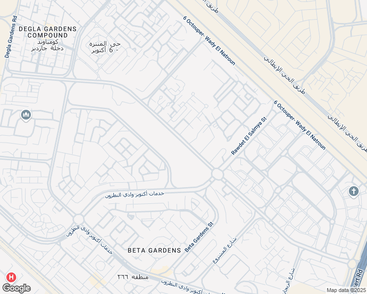 map of restaurants, bars, coffee shops, grocery stores, and more near طريق حدائق اطتوبر in October Gardens